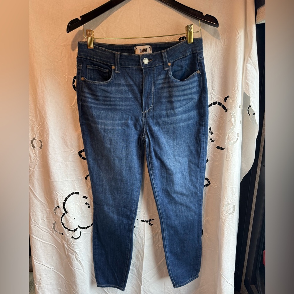 PAIGE Hoxton crop Women's Dark Blue denim Nordstrom found fitted Jeans 28